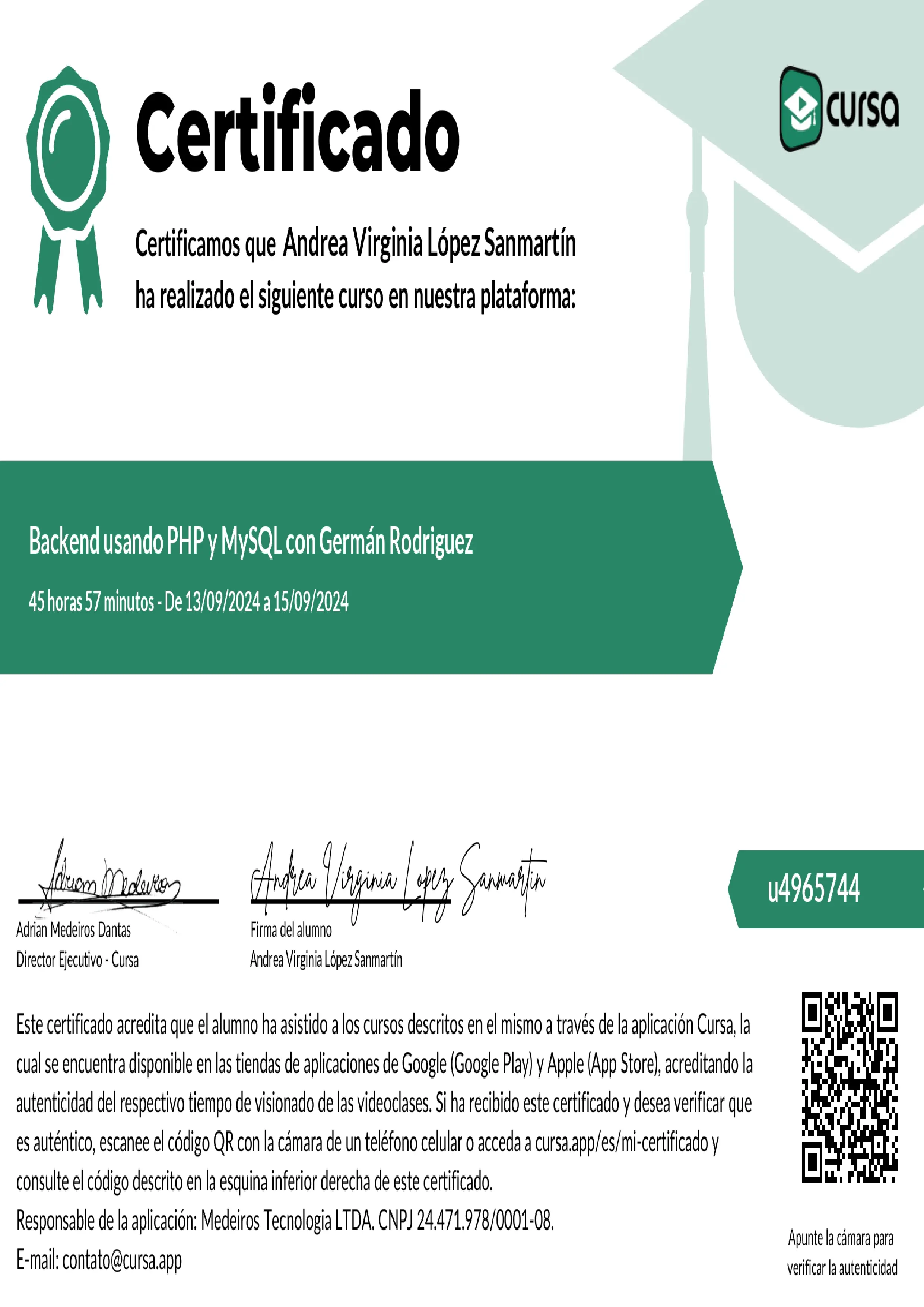 Certificado Cursa