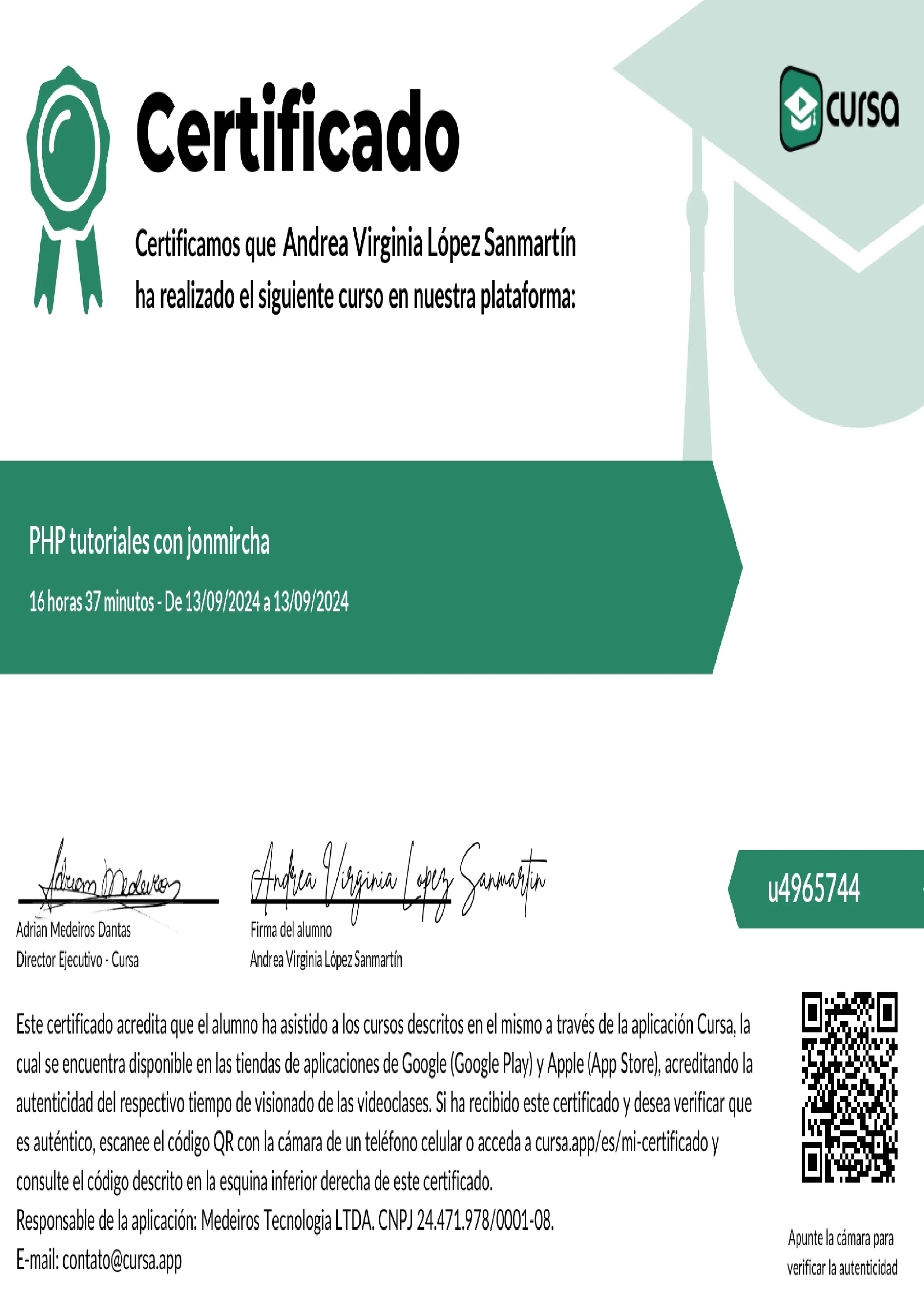 Certificado Cursa